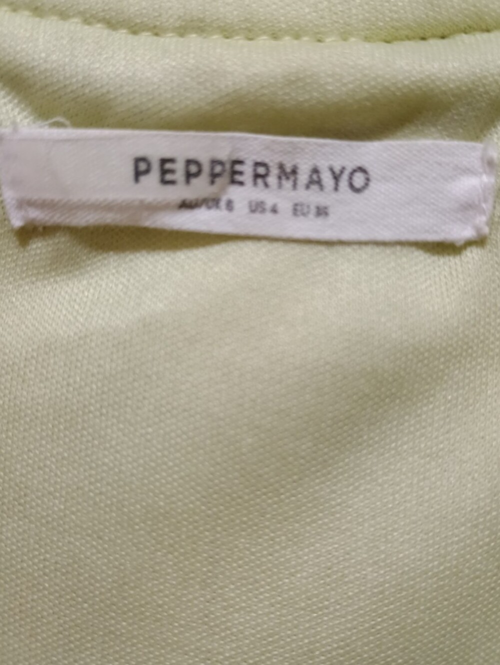 Peppermayo Pleated Wrap Mini Dress LimeGreen Long Sleeve Size US 4 - Picture 2 of 2